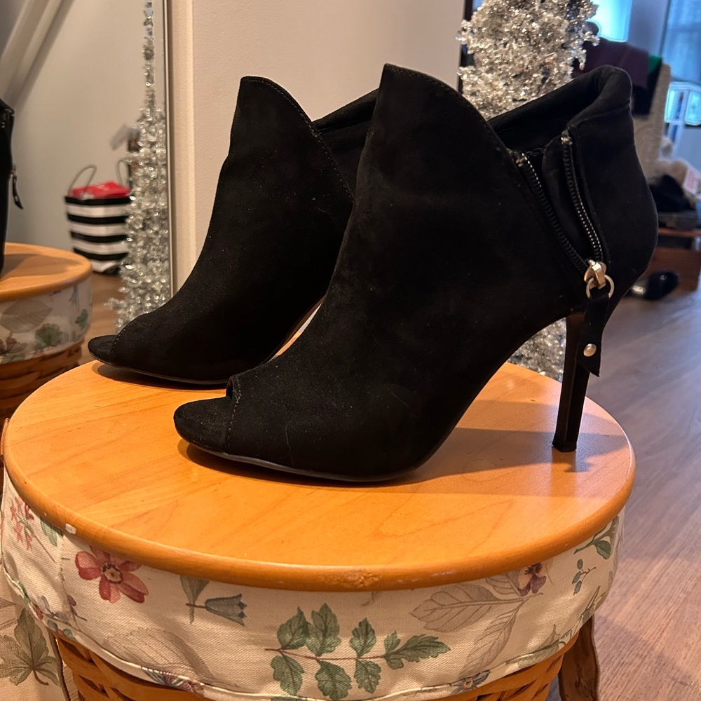 Charming Charlie Black Peep-Toe Heels